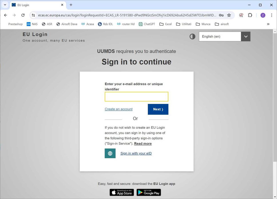 Instalez UUMDS UMG AES ICS ECS RCDPS NCTS, EU LOGIN, comisionar vamal