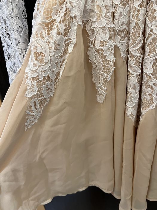 Дамска рокля Рокля с гол гръб Официална рокля бежова с дантела