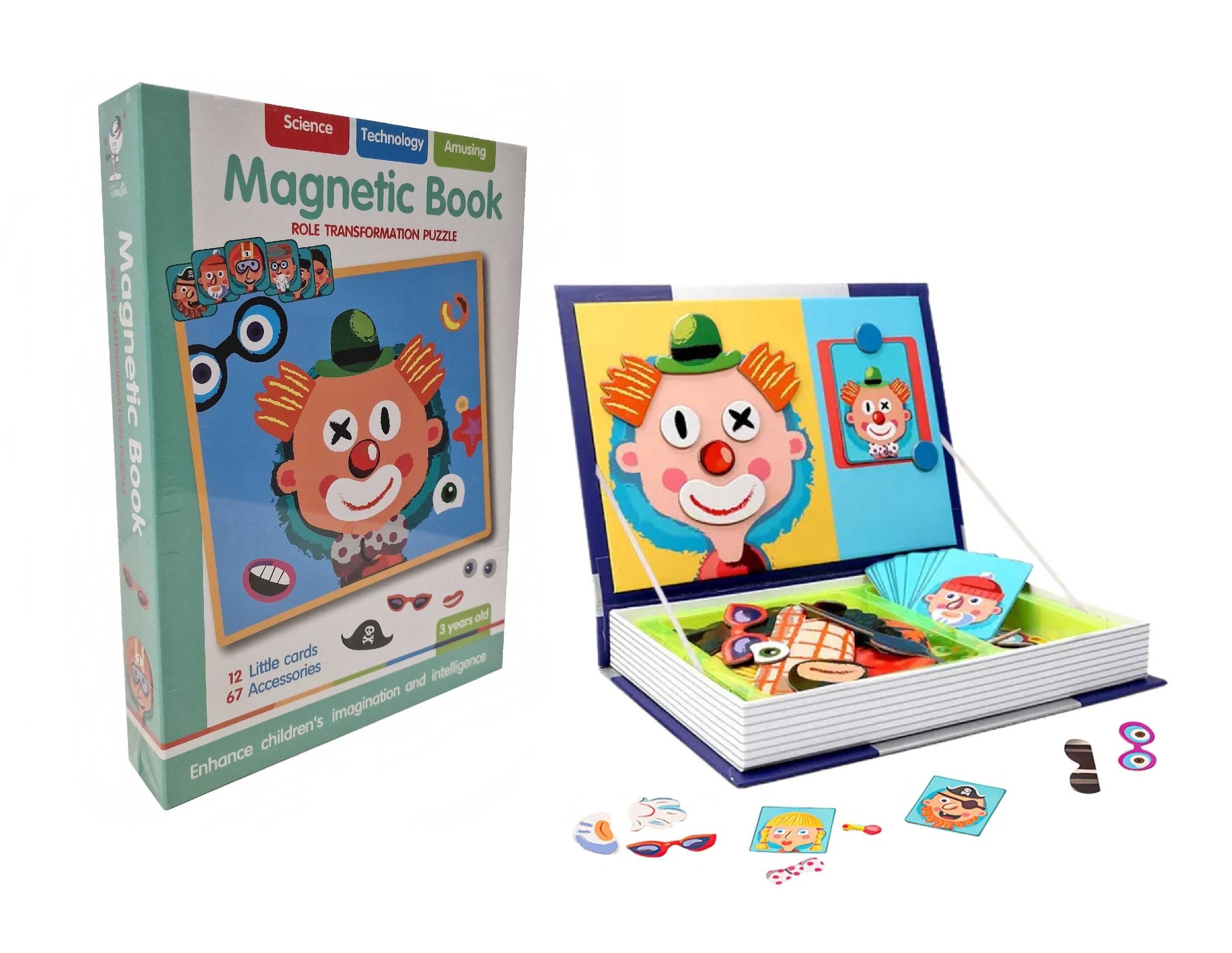 Carte Magnetica cu Chipuri Amuzante tip Puzzle - Joc de creatie