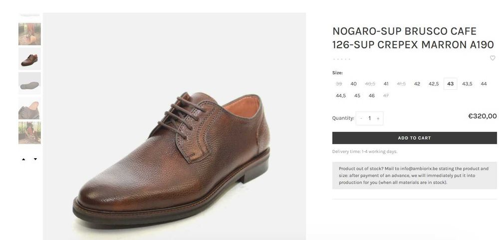 Pantofi derby de lux 42.5 43 Ambiorix piele naturala talpa Vibram