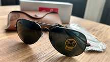 Оригинални Rayban Aviator нови слънчеви очила с кафяв кожен калъф