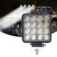 Proiector Auto 16 LED -uri, Offroad 48W 12V-24V, Patrat 3500 Lumeni