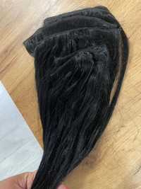 Естествена коса 4 реда 100 гр черна