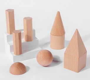 12 бр. Монтесори големи дървени когнитивни геометрични фигури в кутия