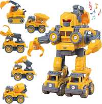 Set constructie robot 5 in 1, jucarie educationala, culoare galben