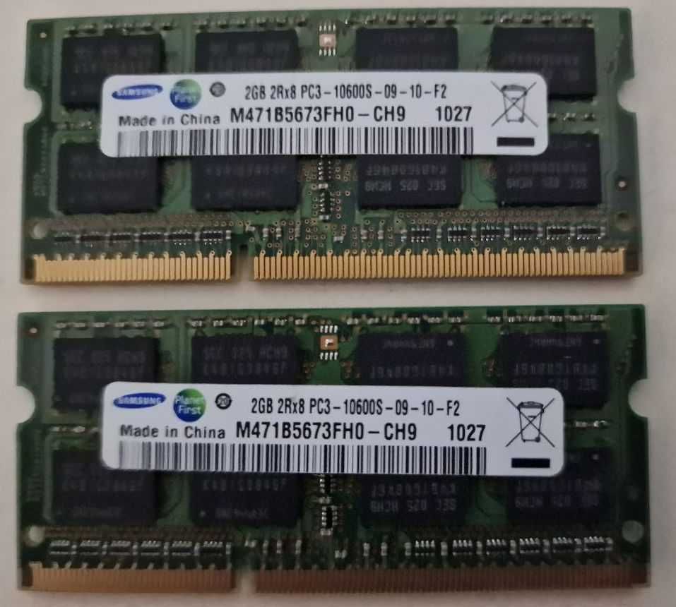 Оперативная память 2 х 2 Gb, DDR3 Samsung 2RX8 PC3-10600S-09-10-F2