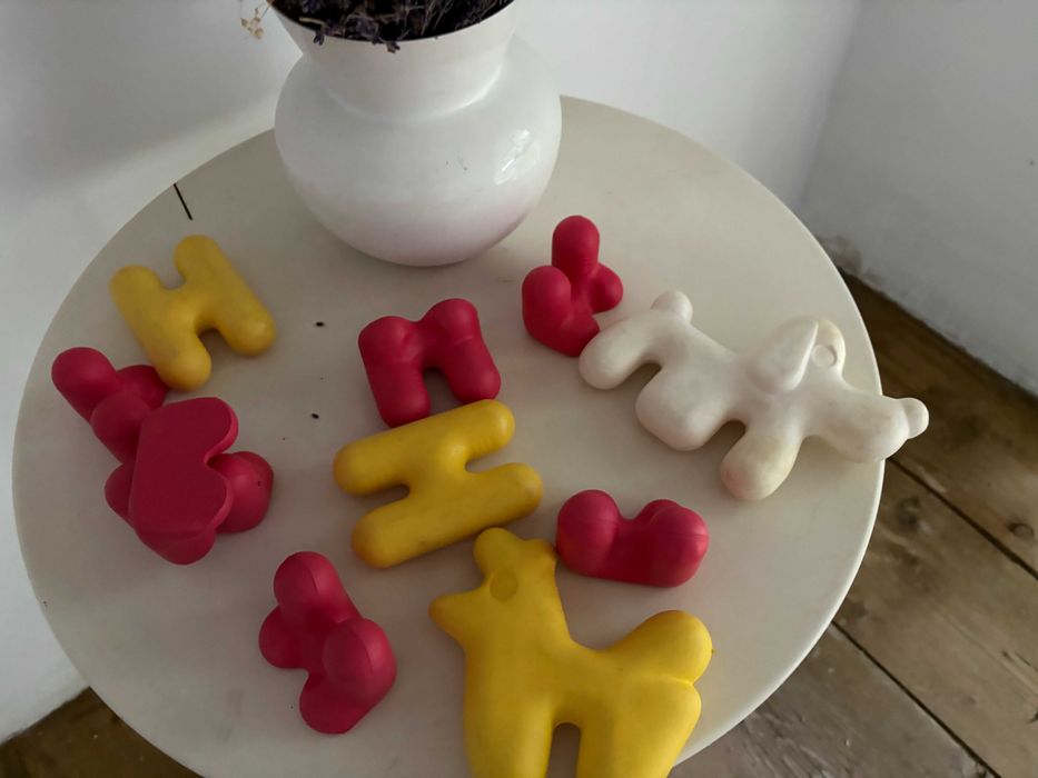 Set jucării DDR rare din plastic moale, tip puzzle, anii 70–80