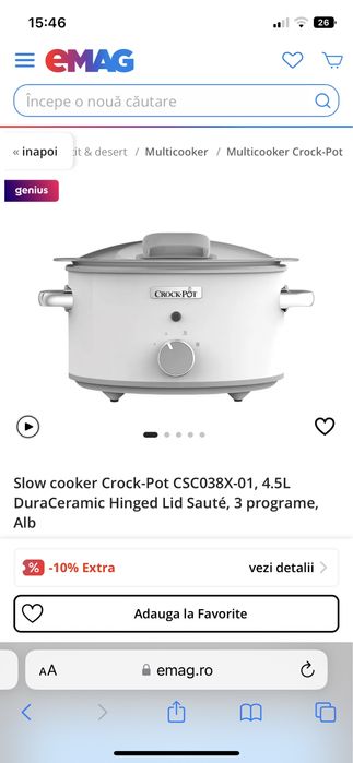 Oală Crockpot DuraCeramic Alb