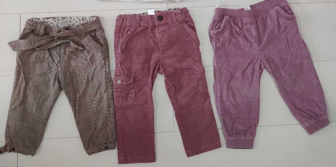 Lot 3 pantaloni 86, 12-18 luni (2 Zara grosi, 1 C&a) + cadou 2 perechi