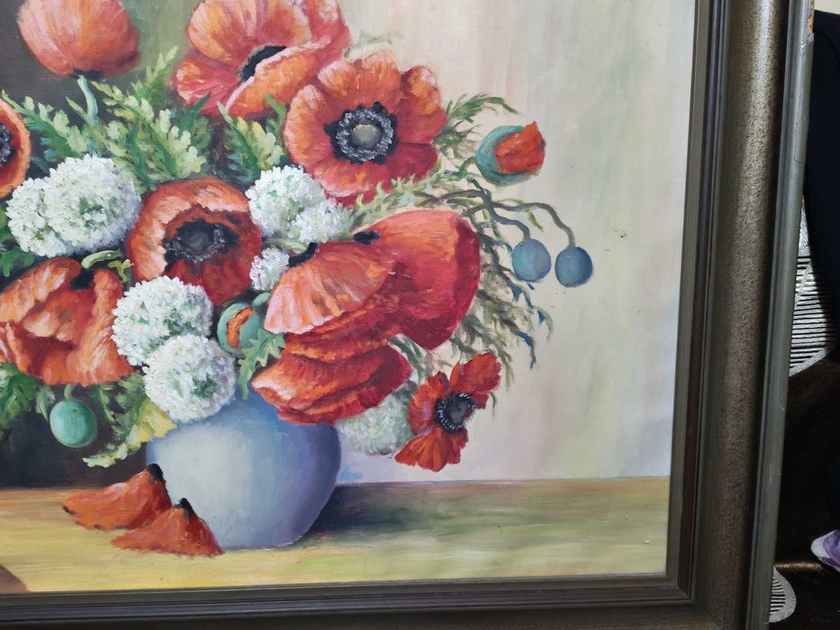 Tablou ulei pe panza - flori, rama masiva