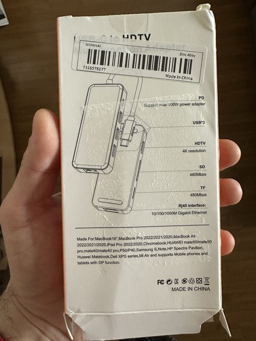 Docking HUB 8.1-3xUSB 3.2-HDMi 4k 60 fps-RJ45 LAN-SD-TF-TYPE C PD 100W