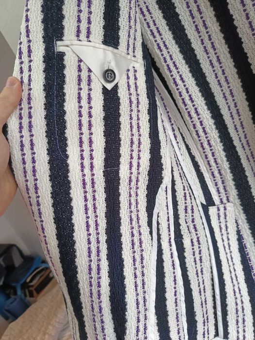 Sacou Jacheta Viggo Navy casual with stripes, slim fit Size 50 Bumbac