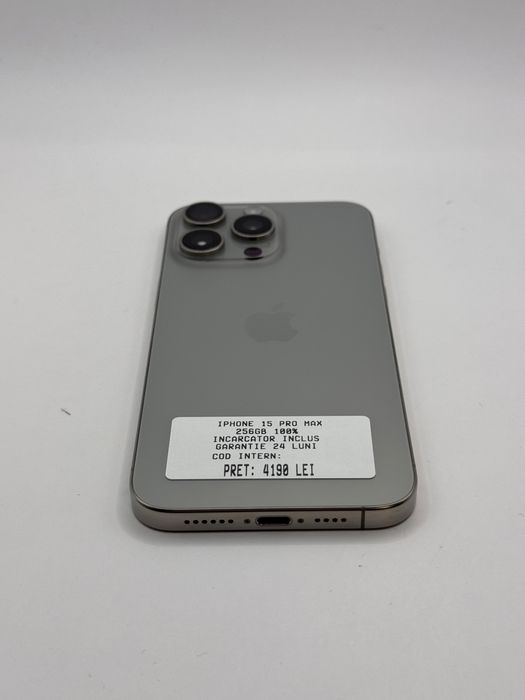 Magazin vinde iphone 15 pro max 256gb 100% garantie 24 luni