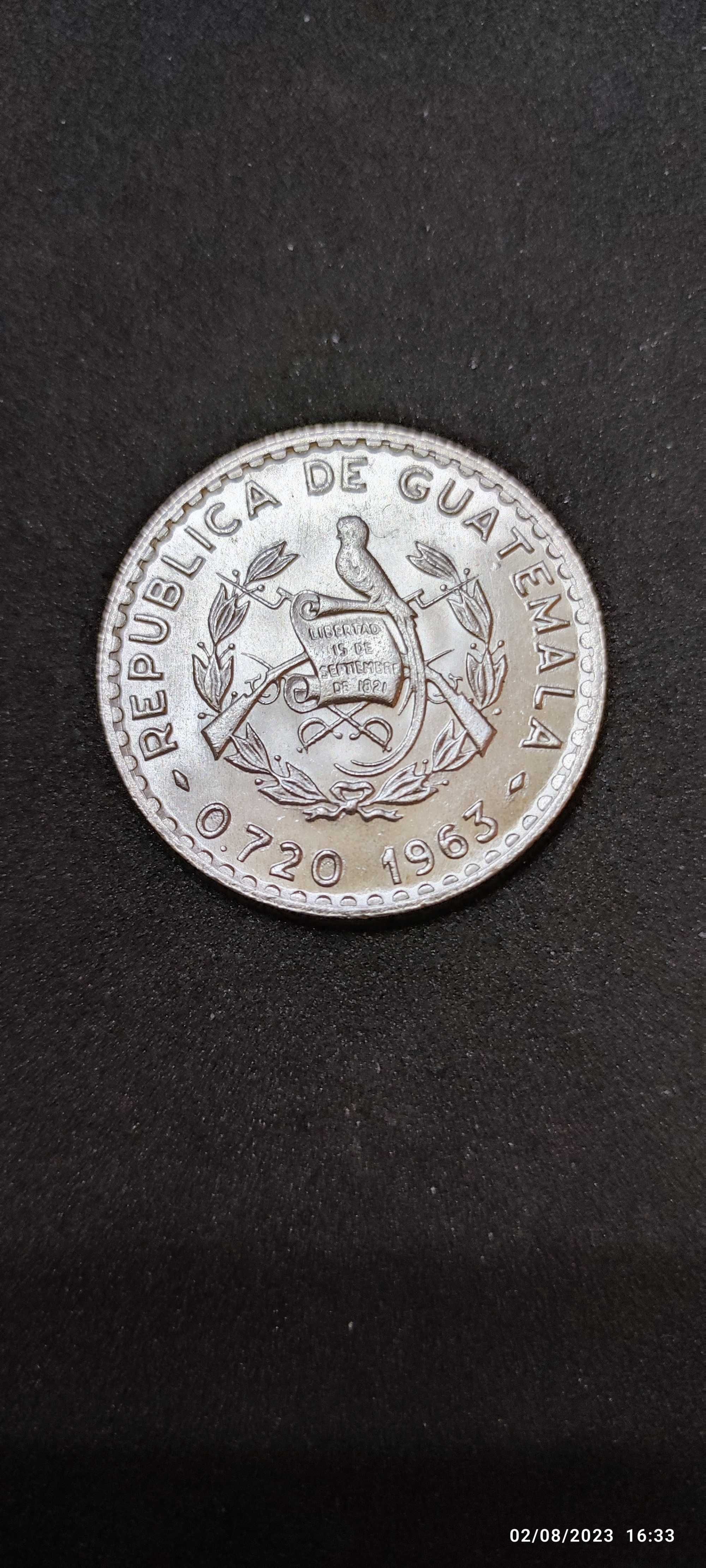 Monede argint 50 Centavos, GUATEMALA, anii 1962, 1963