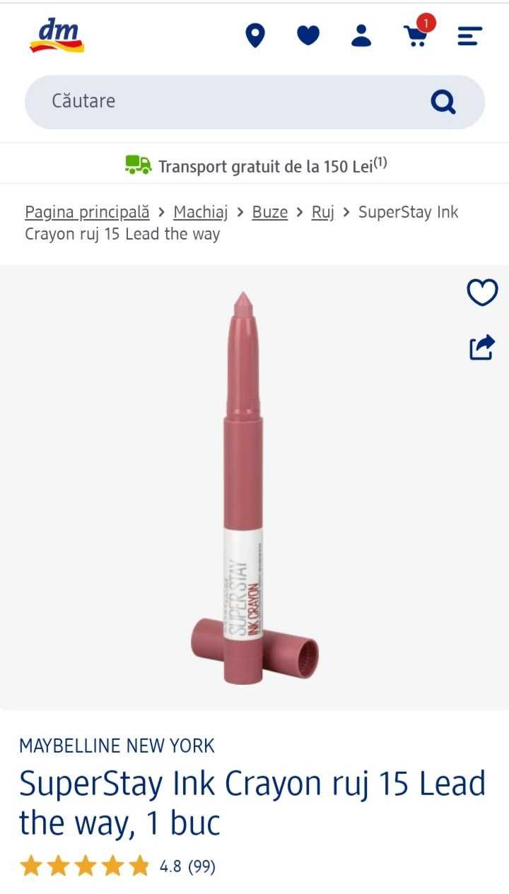 Vând ruj Maybelline Super Stay Ink Crayon!