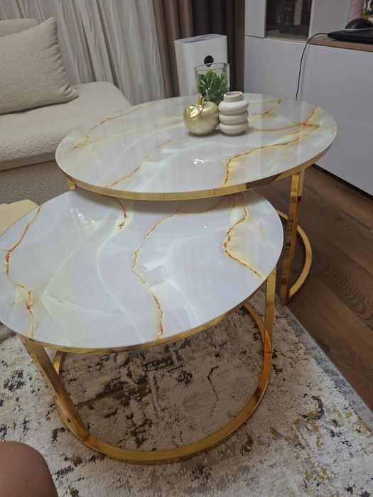 Холна маса! Стъкло с мраморна шарка!