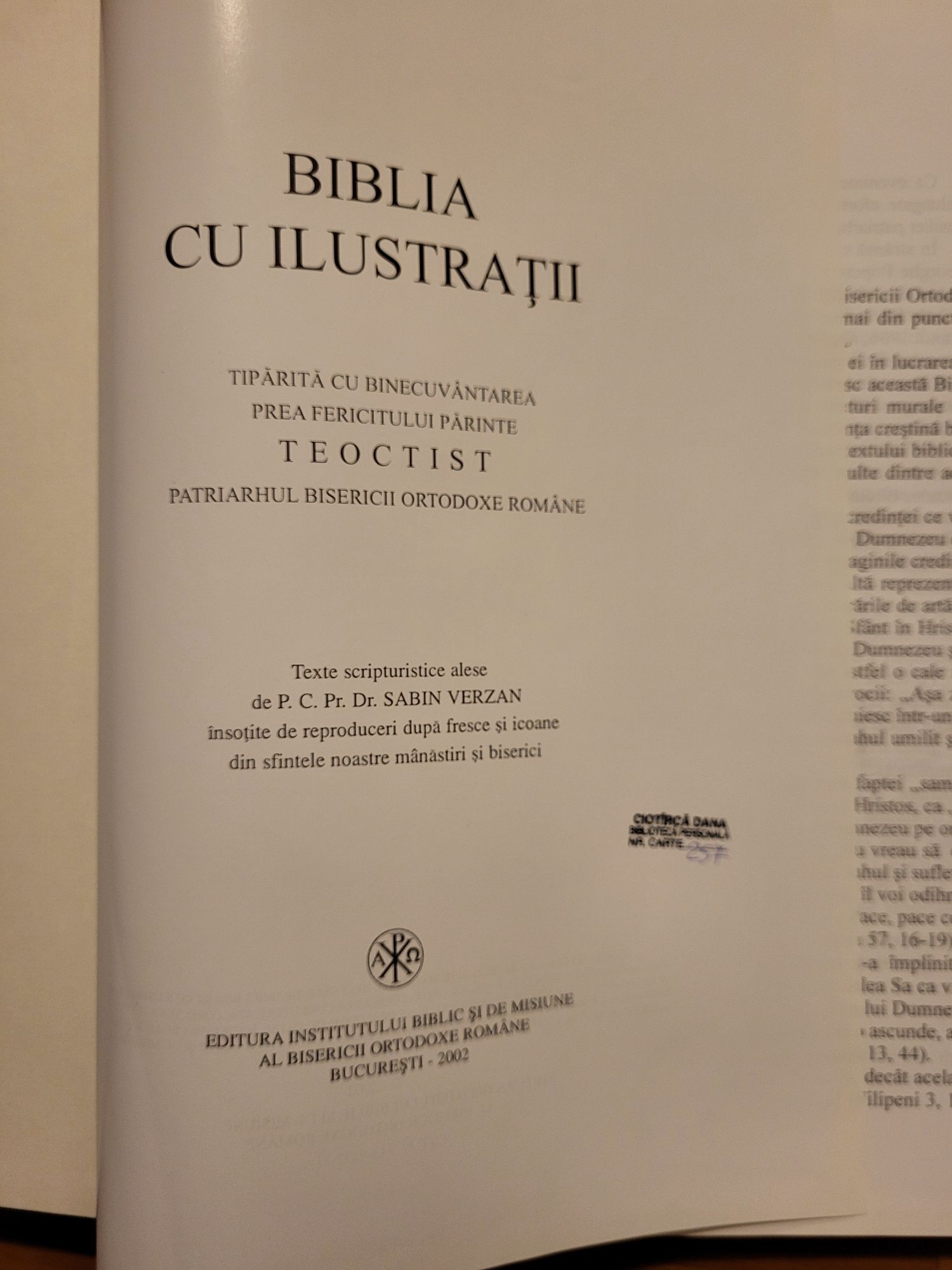 Biblia cu ilustratii (2002), Texte scripturistice de Pr. Sabin Verzan