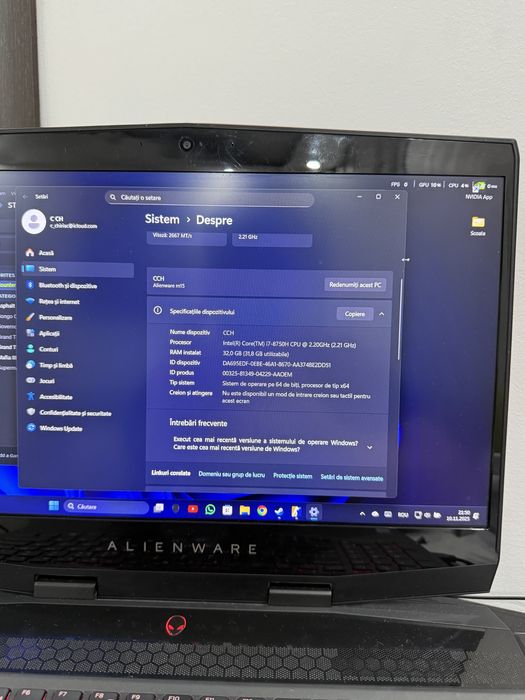 Laptop Gaming Alienware M15 IntelCore i7