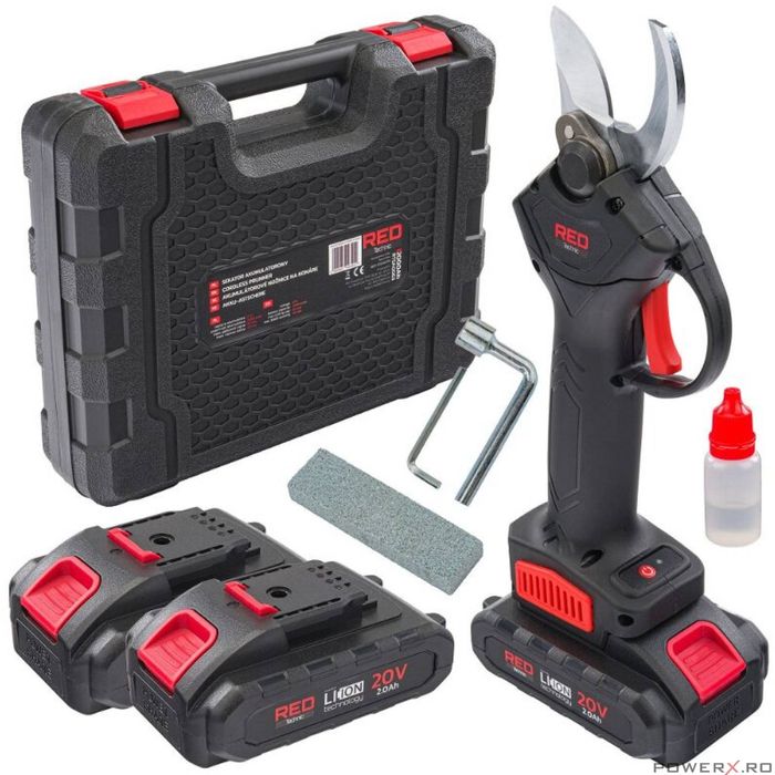 Foarfeca electrica pentru taiat crengi cu 2 x acumulatori 2 Ah, 30mm