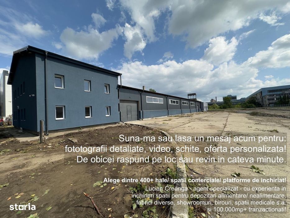 Hala, spatii de la 300mp la 500mp, platforma betonata, zona vamii Iasi