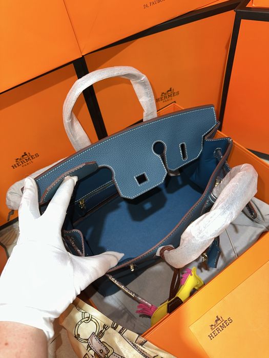 Geanta Hermes Birkin 35cm Turcoaz/accesorii gold