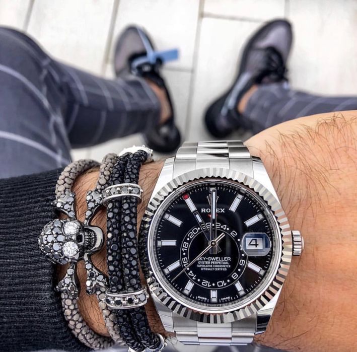 rolex sky-dweller black dial steel