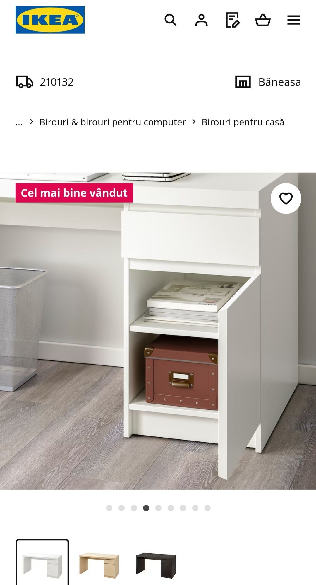 Birou Ikea alb MALM 140x65 cm