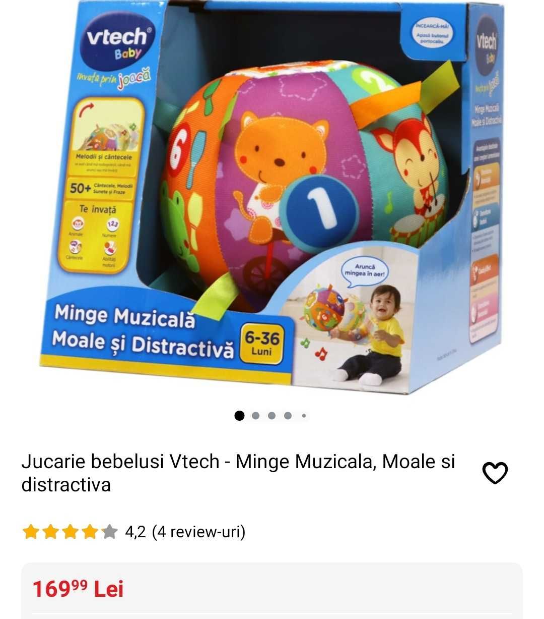 Jucarie bebelusi Vtech - Minge Muzicala, Moale si distractiva