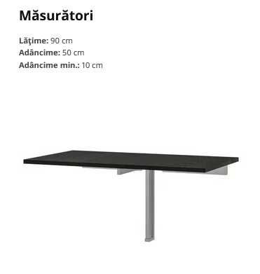 BJURSTA Masă extensibilă de perete, negru-maro, 90x50 cm