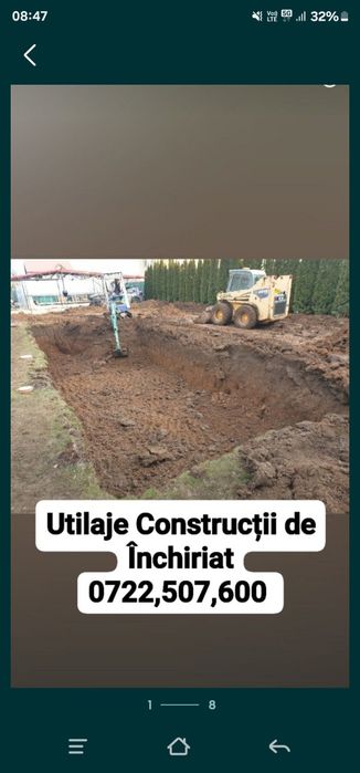 Închirieri Utilaje Construcții  Bucuresti-Ilfov Miniexcavator si Bobc