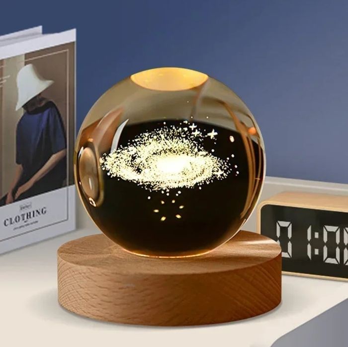 Lampă USB Glob cristal K9. Gravat laser. Lumină caldă. Diferite modele