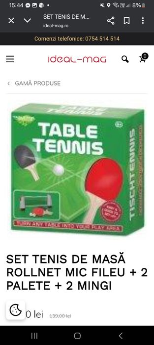 Palete tenis cu fileu noi la cutie