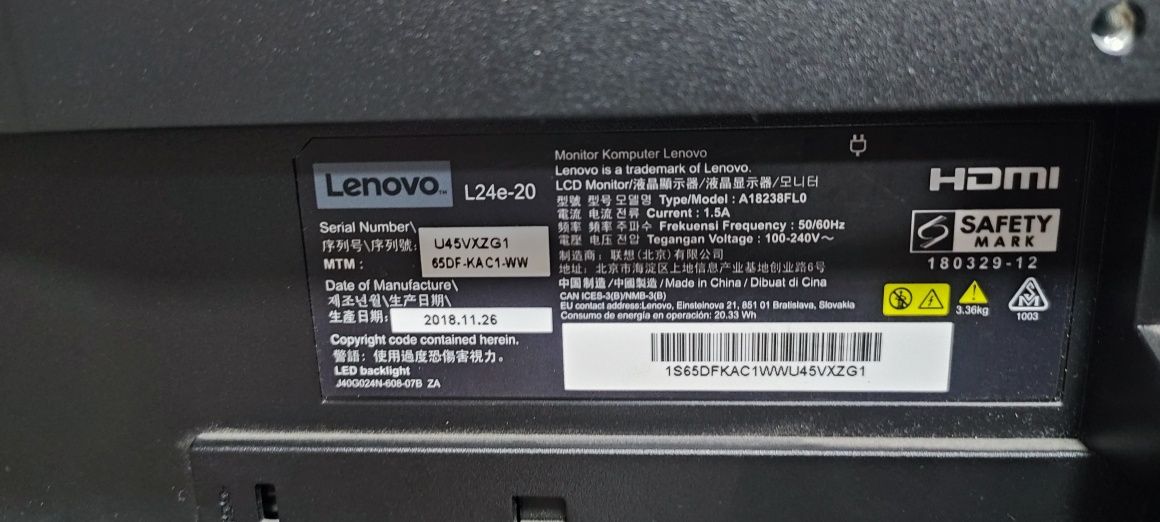 Продам монитор lenovo 24