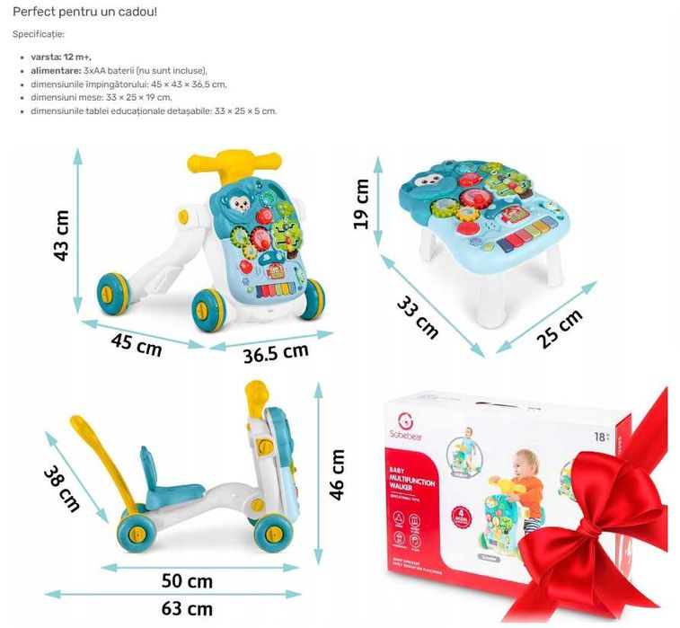 Antemergator Interactiv 4 Moduri "Likesmart Scooter Stroller"