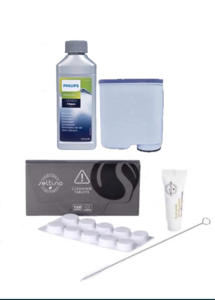 Set curatare aparat de cafea, Phillips, plastic, Cu accesorii, Gri