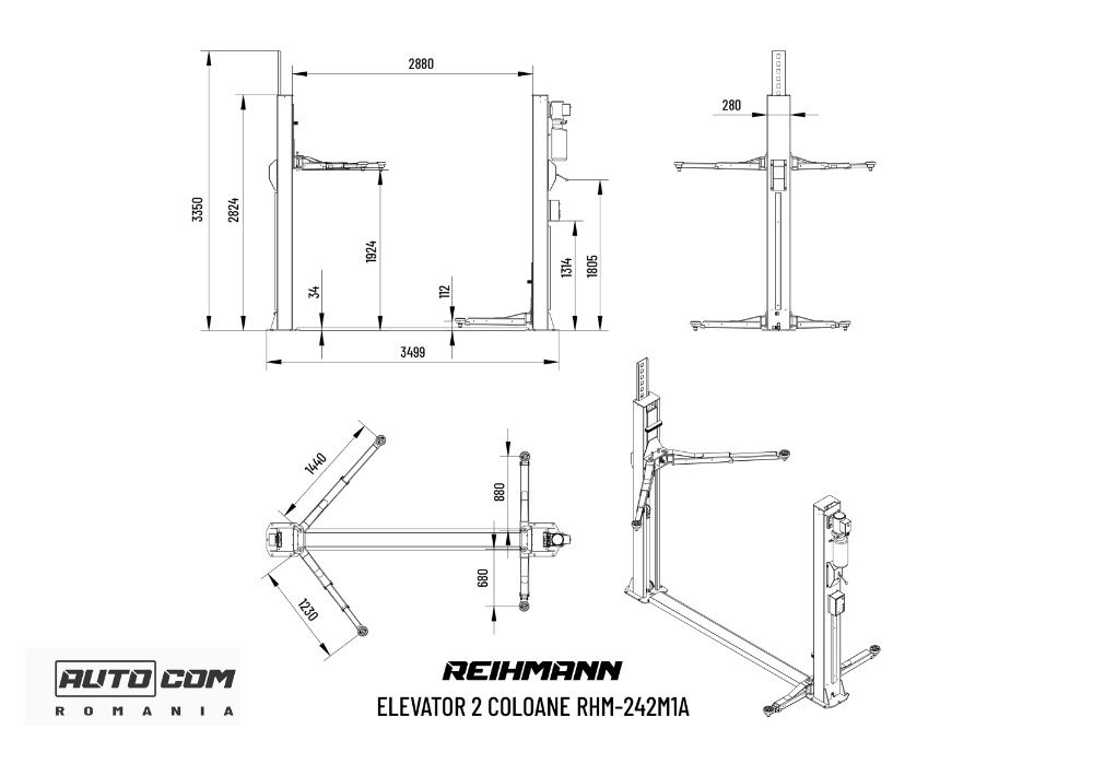 Elevator 2 coloane RHM 242M1A deblocare dintr-un punct REIHMANN