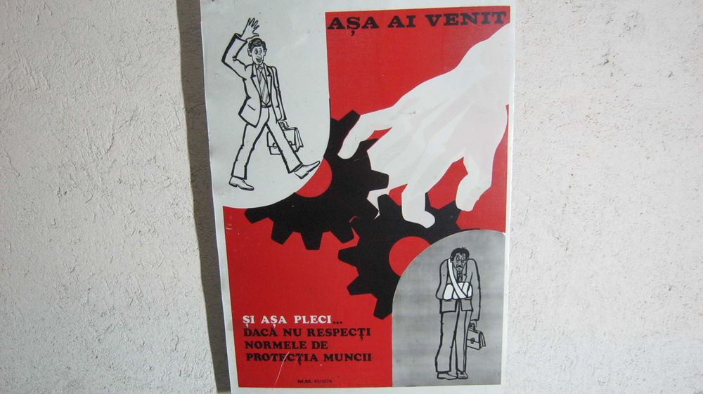 Table PROTECTIA MUNCII,comunism,anii '70.(36X53,5cm)
