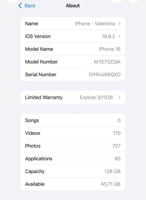 iPhone 16 black 128 gb