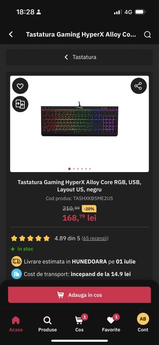 Tastatura Gaming HyperX Alloy Core