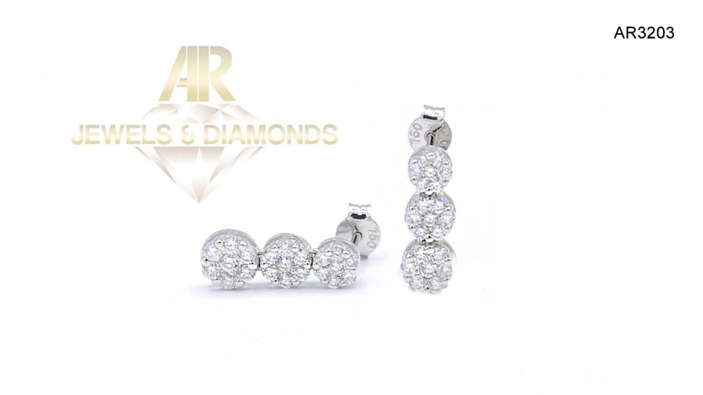 Cercei Aur Alb cu Diamante model nou ARJEWELS (AR3203)