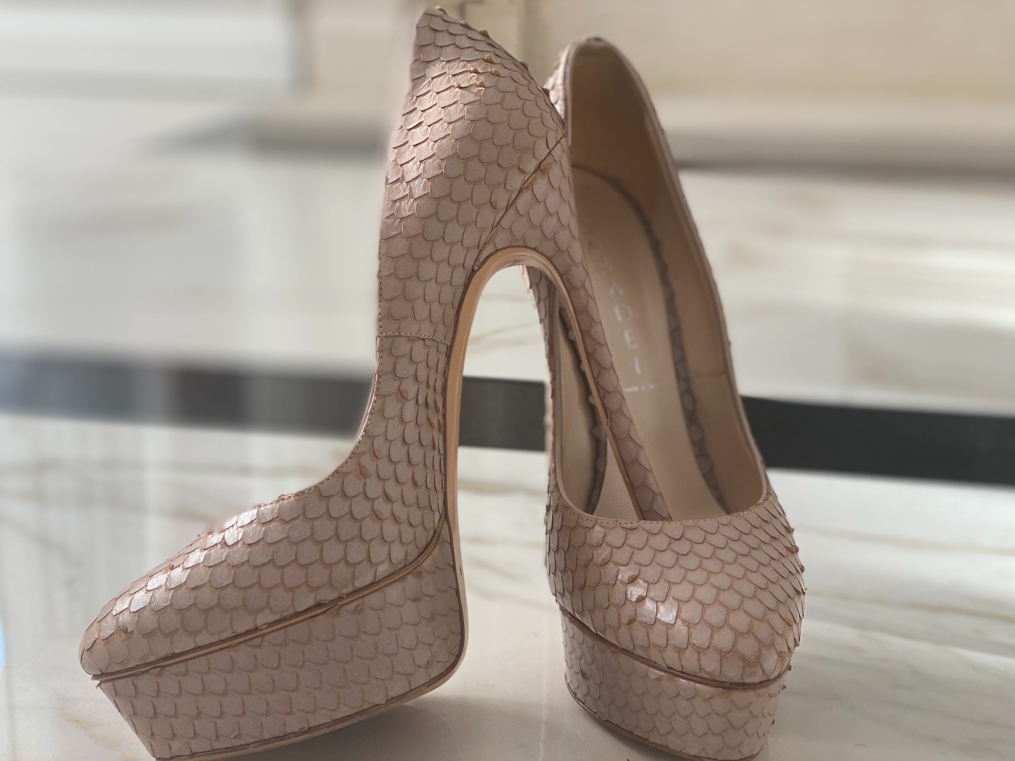 Pantofi Casadei Origiali Nude Piton