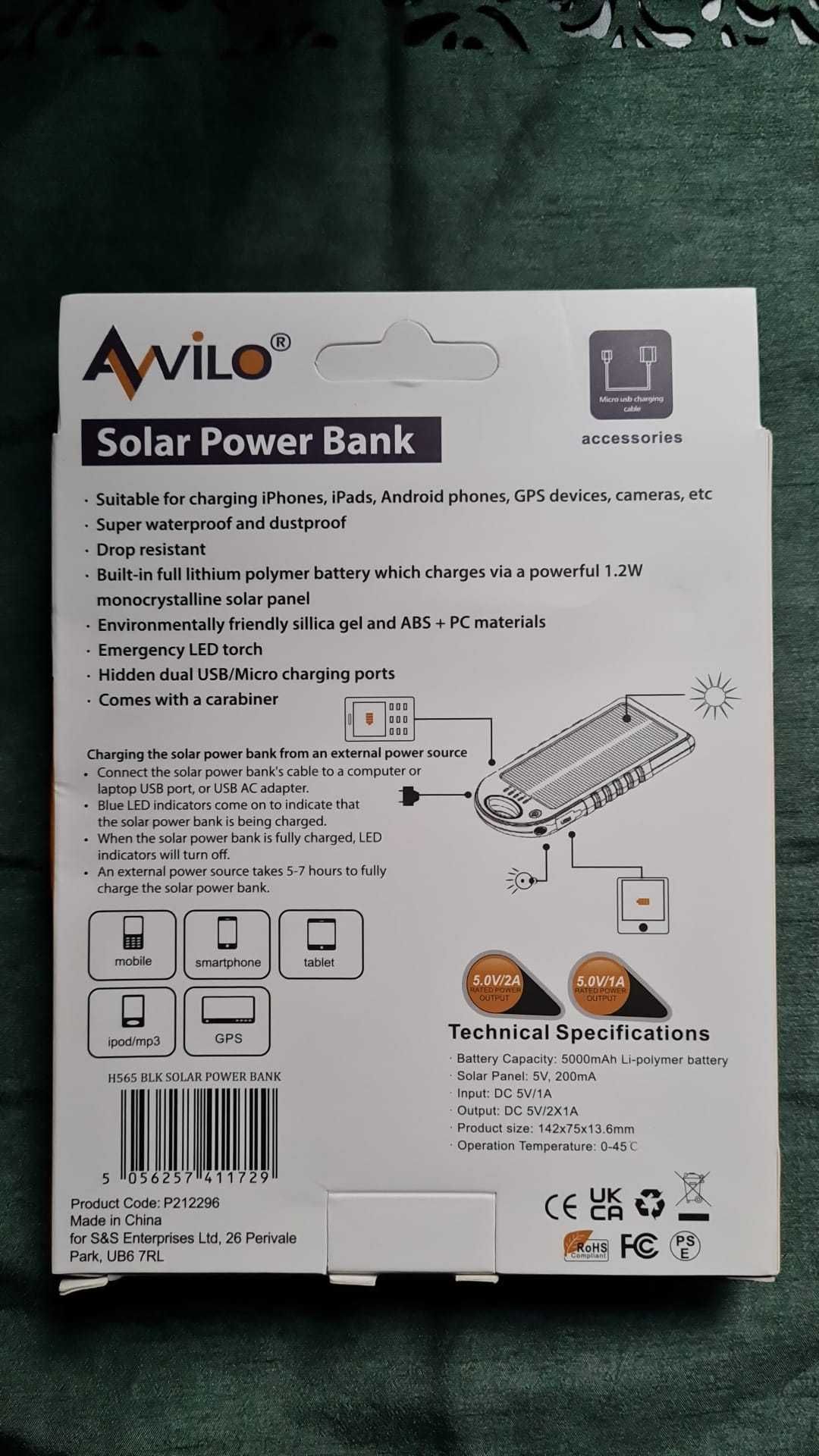 Avilo solar power bank 5000mAh