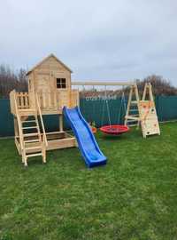 Complex  loc de joaca  mare căsuța lemn leagăne copii