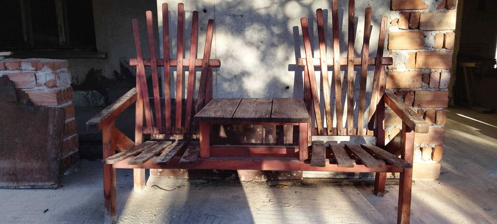 Дървена градинска маса със столове!