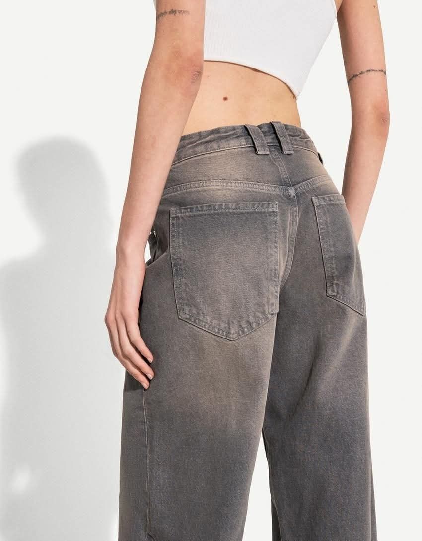 Комплект Baggy Balloon дънки и бяла тениска Bershka, нови