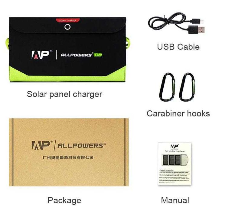 ALLPOWERS™ PD18W 5V3A 9V2A 12V 1.5A 21W Сгъваем Соларен Панел 10000mAh
