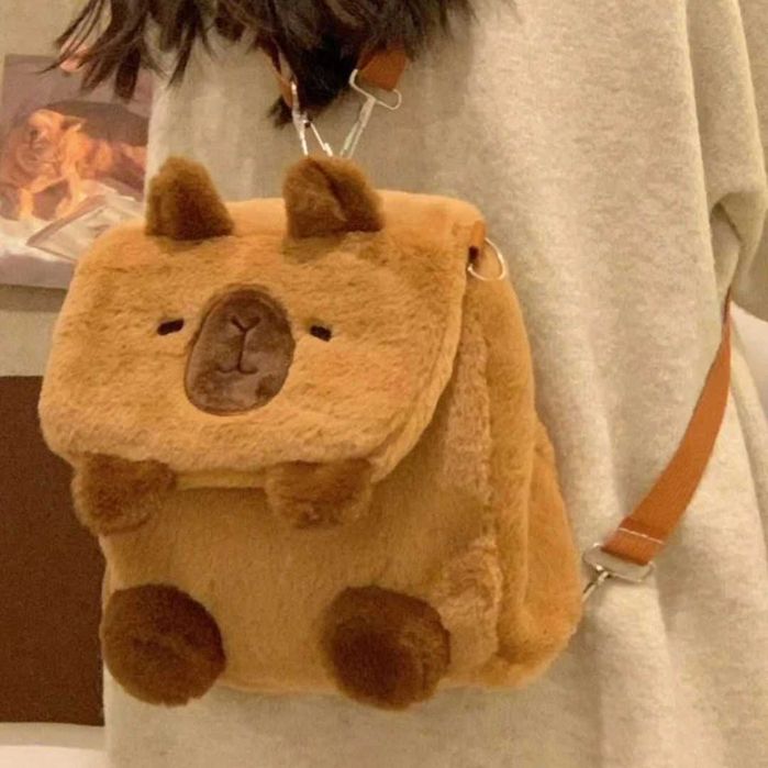 Плюшена раница Капибара, 3D плюшена играчка раница Капибара