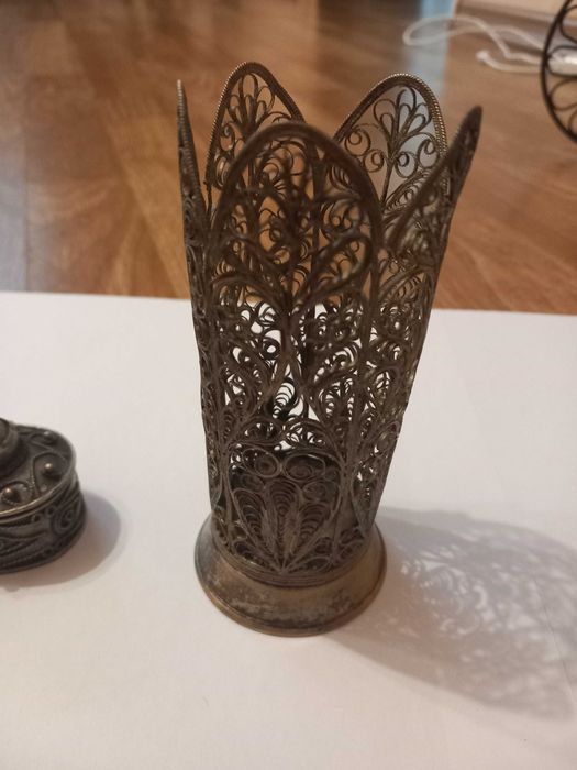 obiecte decor filigran secolul XIX /alpaca arginate