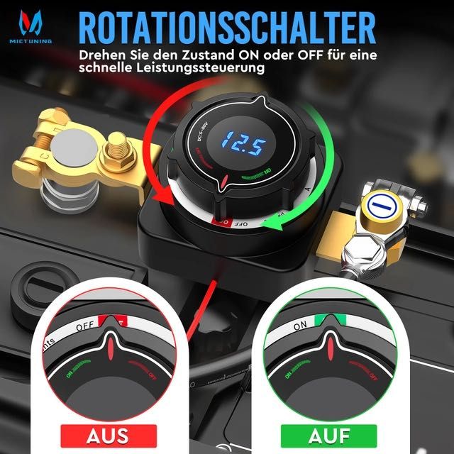 Intrerupator baterie 300A cu afisaj digital voltaj, waterproof