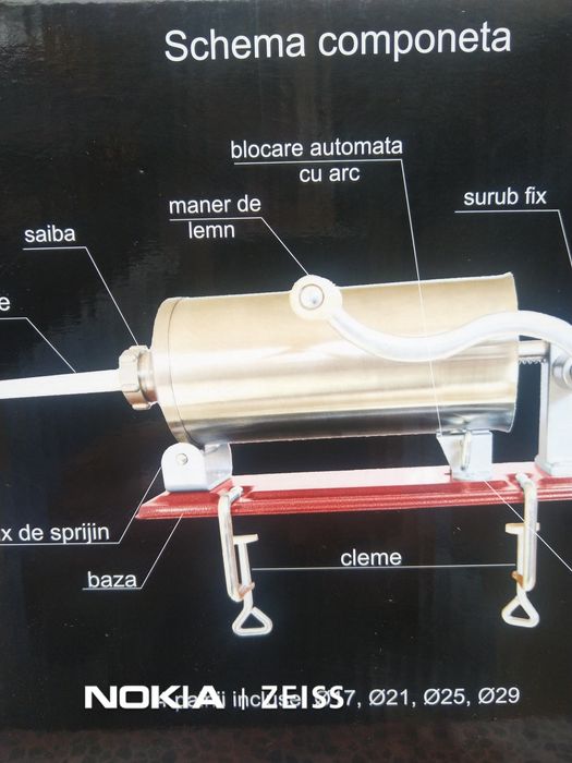 Mașina cârnați (Carnatar) orizontal de 3,4 și 5,5 kg Inox